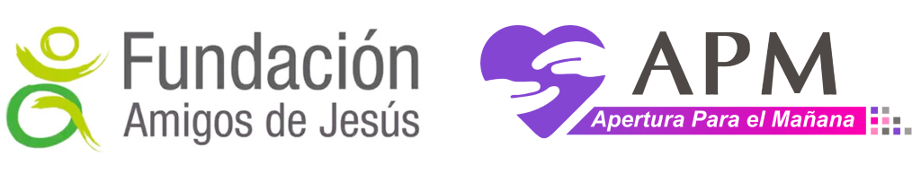 Logo fundación amigos de jesus y logo apm